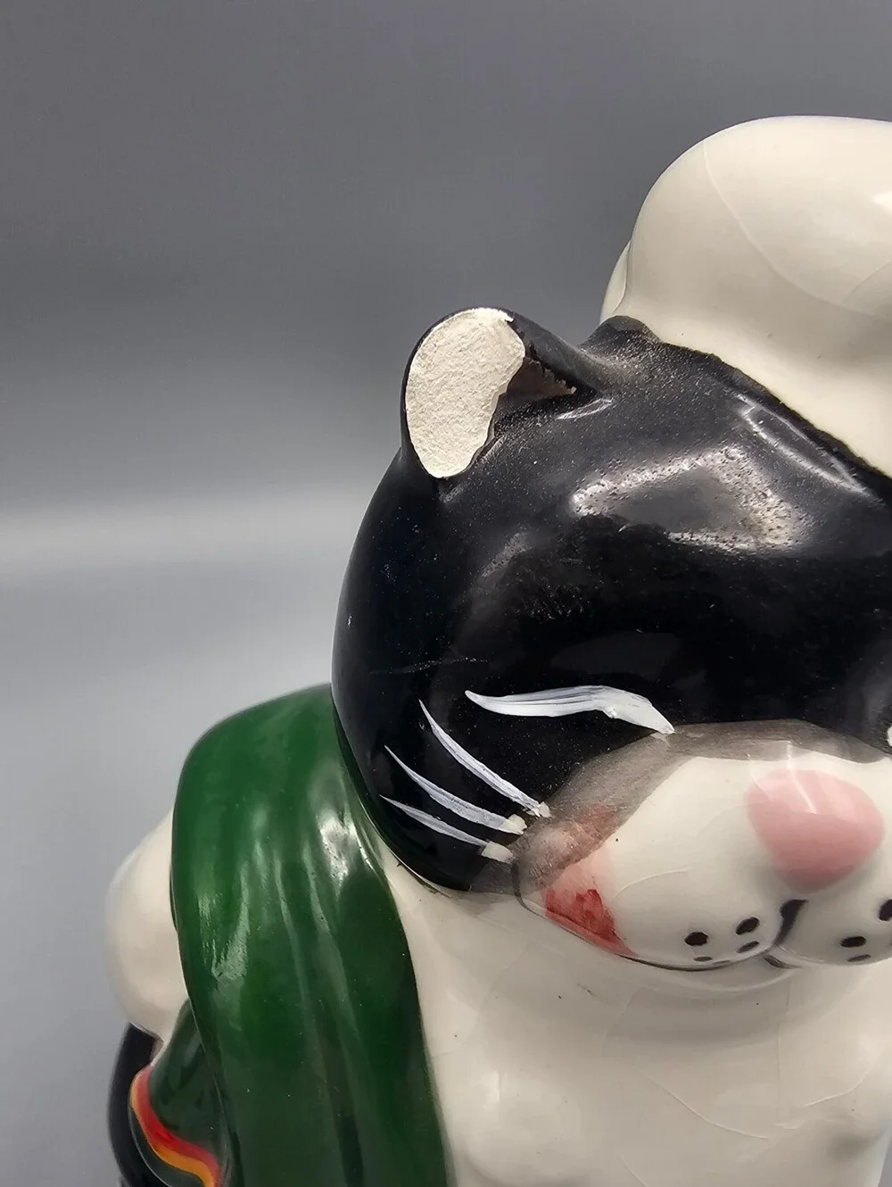 Vintage Ceramic Black Cat Chef Salt and Pepper Shakers